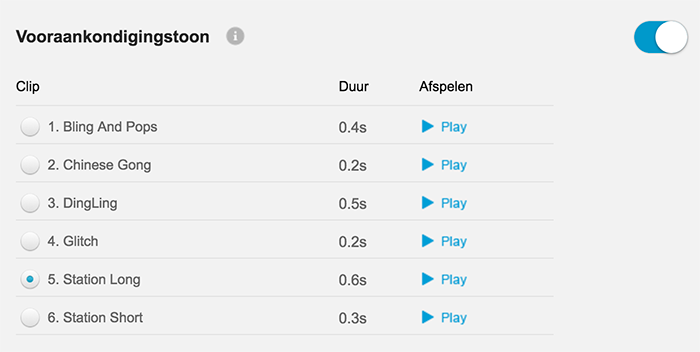 support förhandsmeddelandetonen